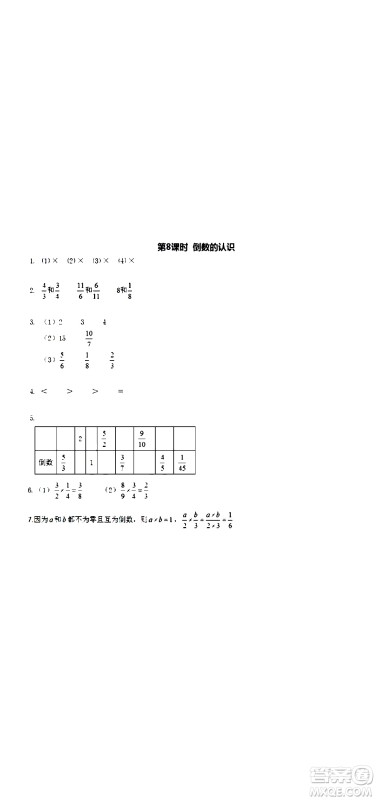 江苏人民出版社2020伴你学数学六年级上册苏教版答案