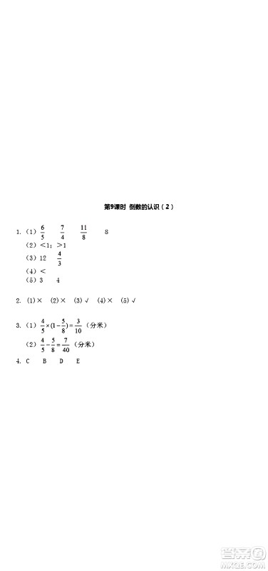 江苏人民出版社2020伴你学数学六年级上册苏教版答案