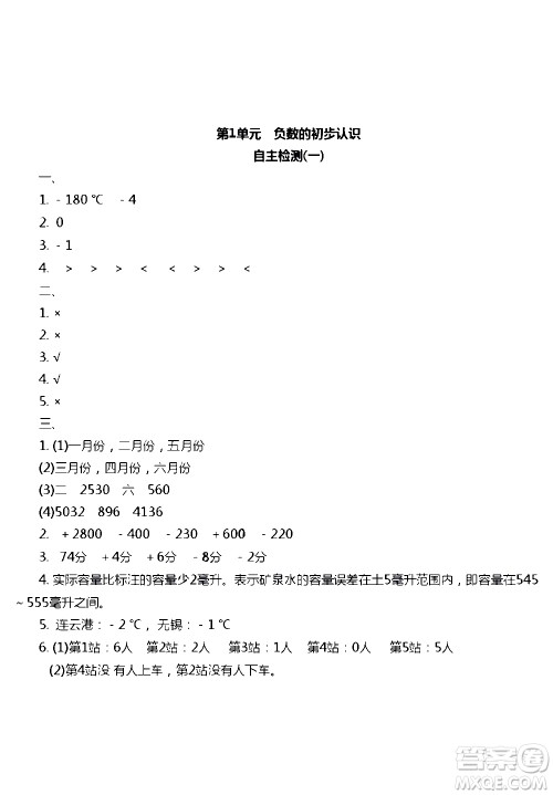 江苏人民出版社2020伴你学数学五年级上册苏教版答案