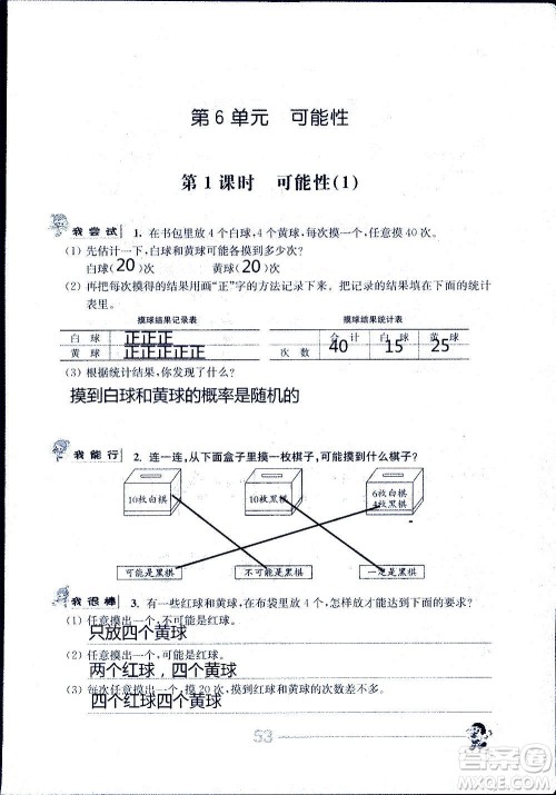 江苏人民出版社2020伴你学数学四年级上册苏教版答案