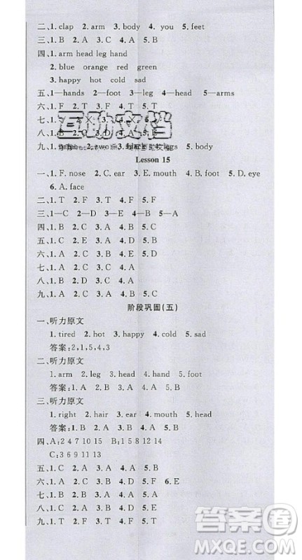 2020好题好卷天天练三年级上册英语冀教版答案