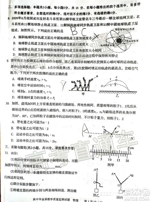 汕头市2020-2021学年度普通高中毕业班教学质量监测物理试题及答案 汕头市2020-2021学年度普通高中毕业班教学质量监测物理试题及答案