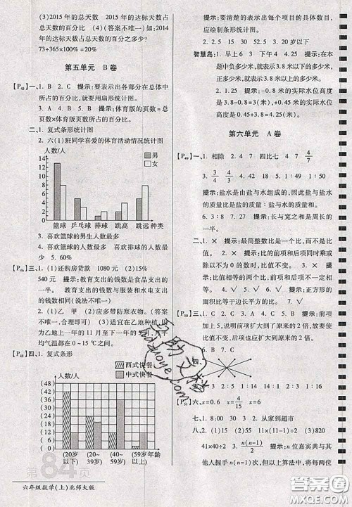 开明出版社2020年万向思维最新AB卷六年级数学上册北师大版答案