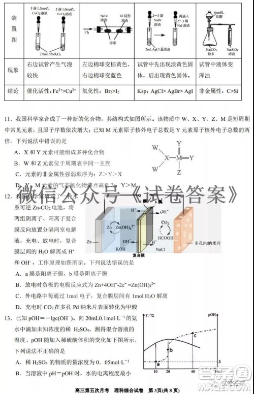 银川一中2021届高三年级第五次月考理科综合试题及答案