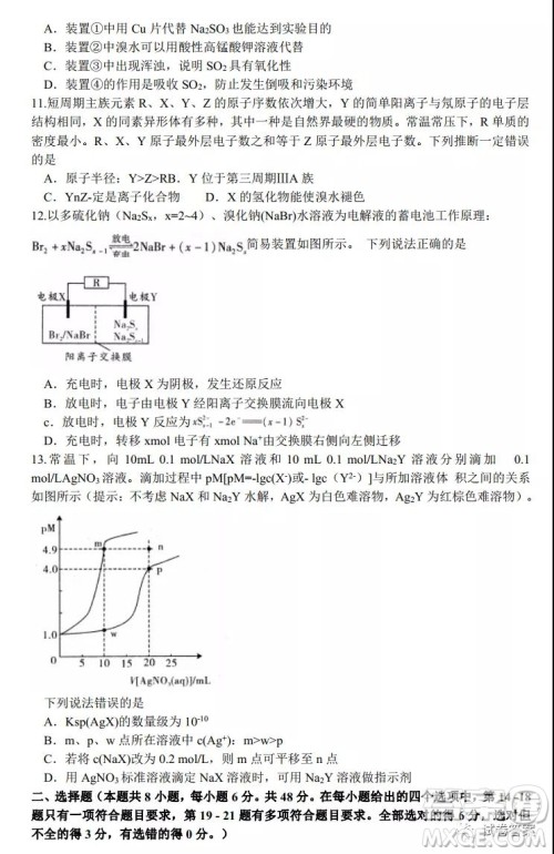 中原名校2020-2021学年上期第四次精英联赛理科综合试题及答案