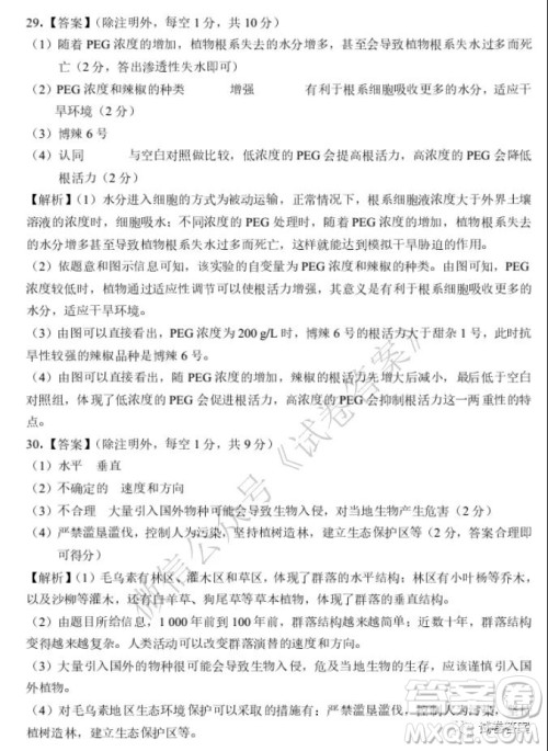 中原名校2020-2021学年上期第四次精英联赛理科综合试题及答案 中原名校2020-2021学年上期第四次精英联赛理科综合试题及答案