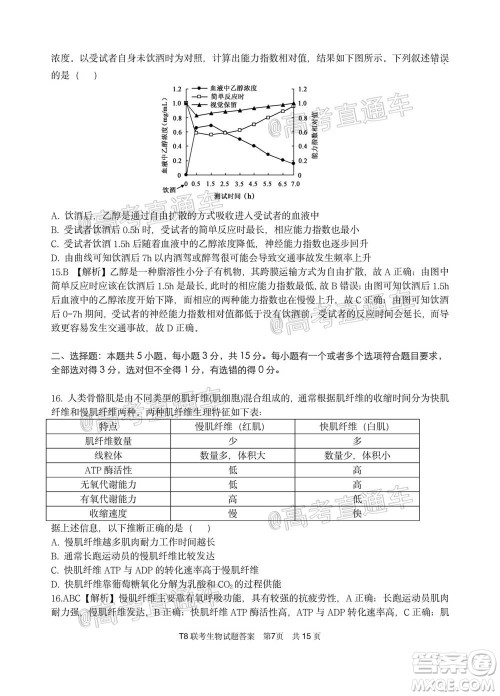 T8联考新八校2021届高三第一次联考生物试题及答案