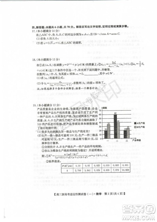2021届八省联盟湖北新高考适应性测试卷一数学试题及答案 2021届八省联盟湖北新高考适应性测试卷一数学试题及答案