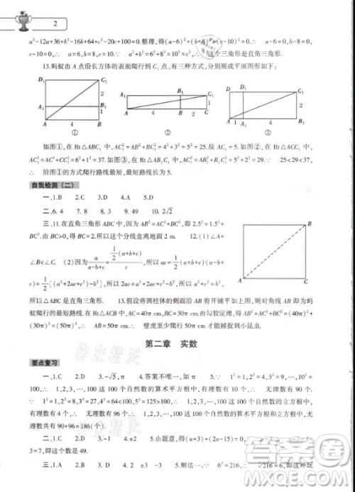大象出版社2021数学寒假作业本八年级北师大版答案