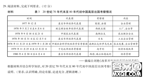 皖豫名校联盟体2021届高中毕业班第二次考试历史试题及答案