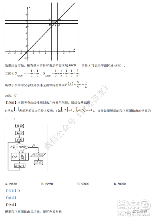 2021届全国学海大联考新高考模拟试卷六理科数学试题及答案