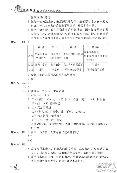开明出版社2021新寒假生活七年级语文人教版答案 开明出版社2021新寒假生活七年级语文人教版答案
