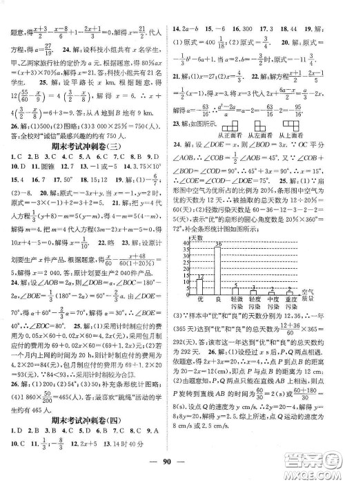 广东经济出版社2021期末冲刺王寒假作业七年级数学北师大版答案