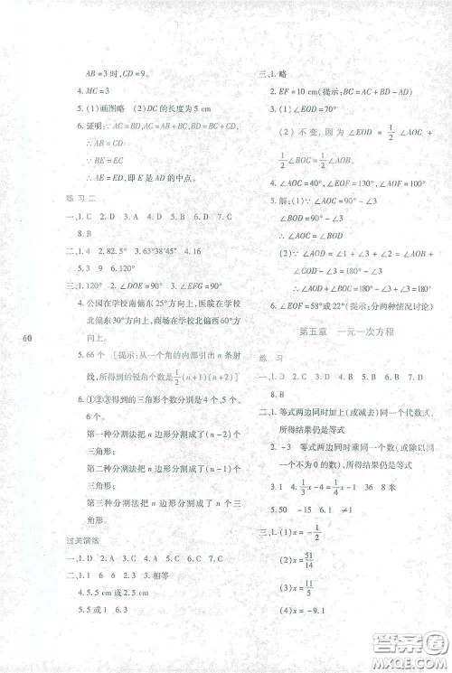 陕西人民教育出版社2021陕教出品寒假作业与生活七年级数学C版答案