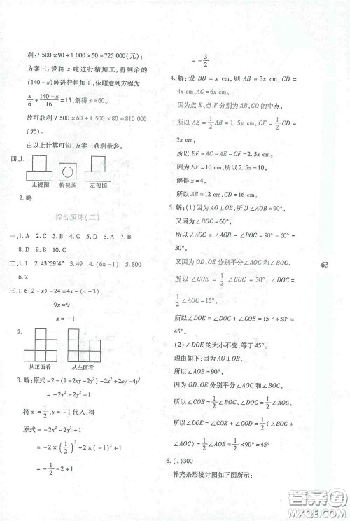 陕西人民教育出版社2021陕教出品寒假作业与生活七年级数学C版答案