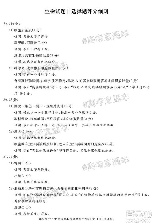 2021届广安眉山遂宁雅安资阳乐山广元自贡内江九市一诊理科综合试题及答案 2021届广安眉山遂宁雅安资阳乐山广元自贡内江九市一诊理科综合试题及答案