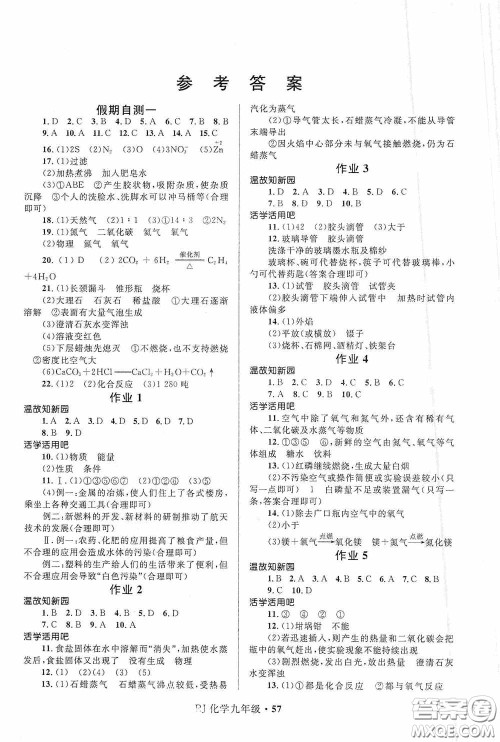 河北少年儿童出版社2021赢在起跑线上中学生快乐寒假九年级化学人教版答案 河北少年儿童出版社2021赢在起跑线上中学生快乐寒假九年级化学人教版答案