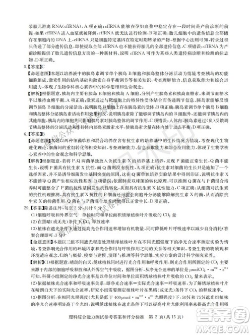 华大新高考联盟2021届高三1月教学质量测评理科综合试题及答案