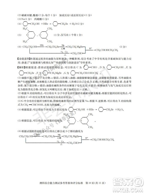 华大新高考联盟2021届高三1月教学质量测评理科综合试题及答案