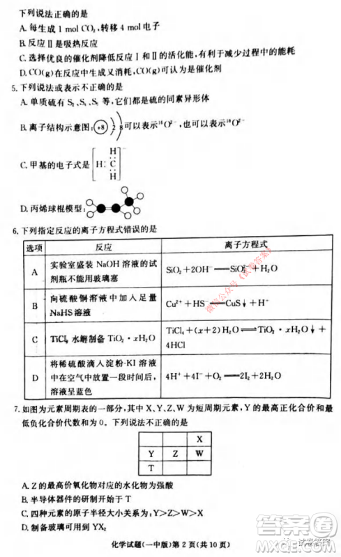 炎德英才大联考长沙市一中2021届高三月考试卷六化学试题及答案