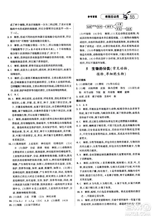 2021年经纶学典寒假总动员七年级科学ZJ浙教版答案