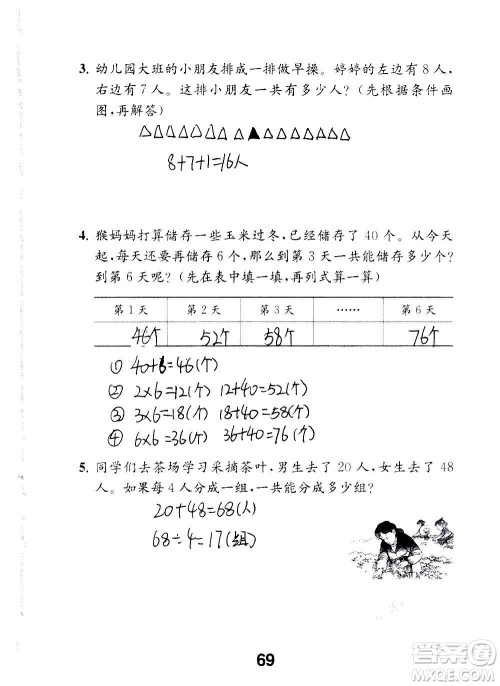 江苏凤凰教育出版社2020数学补充习题三年级上册苏教版答案