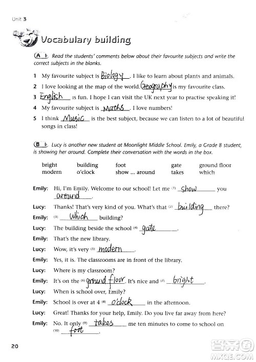 译林出版社2020译林英语初中补充习题七年级上册译林版答案 译林出版社2020译林英语初中补充习题七年级上册译林版答案