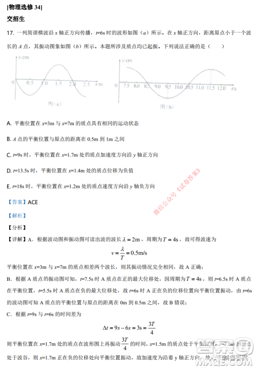 湖南省2021年普通高等学校招生适应性考试物理试题及答案