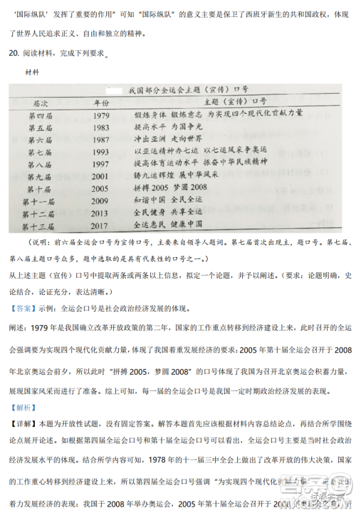 2021年辽宁省普通高等学校招生适应性测试历史试题及答案