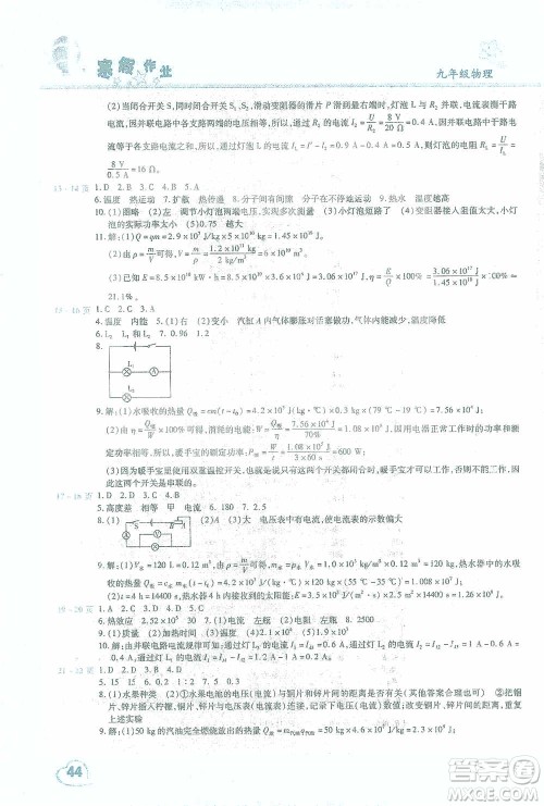 中原农民出版社2021豫新锐寒假作业假期园地九年级物理答案 中原农民出版社2021豫新锐寒假作业假期园地九年级物理答案