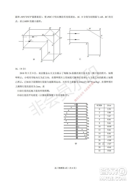 烟台2020-2021学年度第一学期期末学业水平诊断高三物理试题及答案