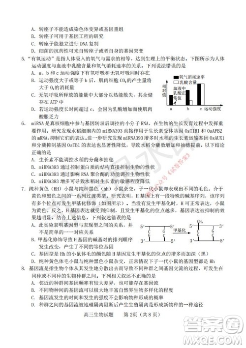 烟台2020-2021学年度第一学期期末学业水平诊断高三生物试题及答案 烟台2020-2021学年度第一学期期末学业水平诊断高三生物试题及答案