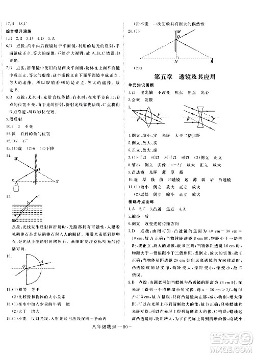 延边大学出版社2021优翼丛书时习之期末寒假八年级物理RJ人教版答案