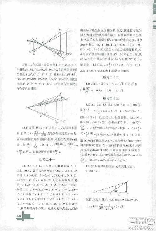 兰州大学出版社2021寒假作业华东师大版数学答案