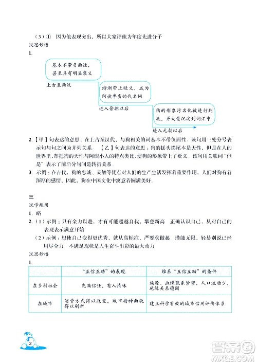 浙江教育出版社2021快乐春节玩转假期活动手册九年级答案