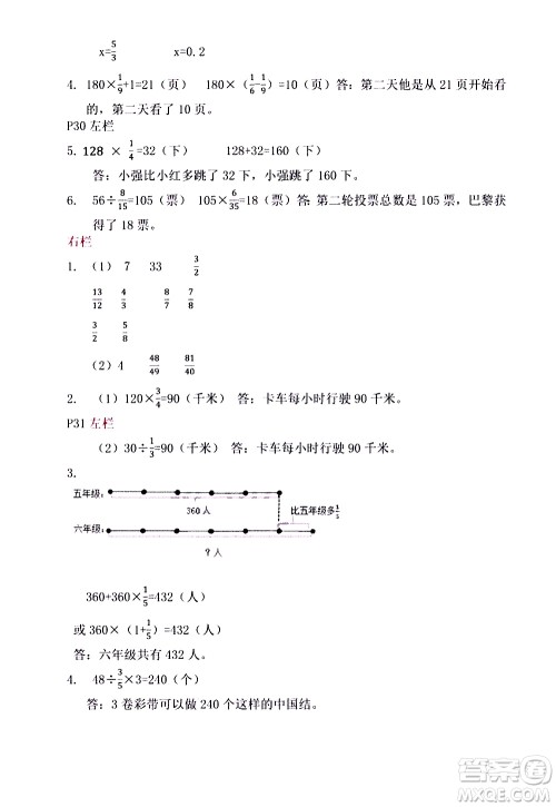 安徽少年儿童出版社2021版寒假作业六年级数学苏教版答案