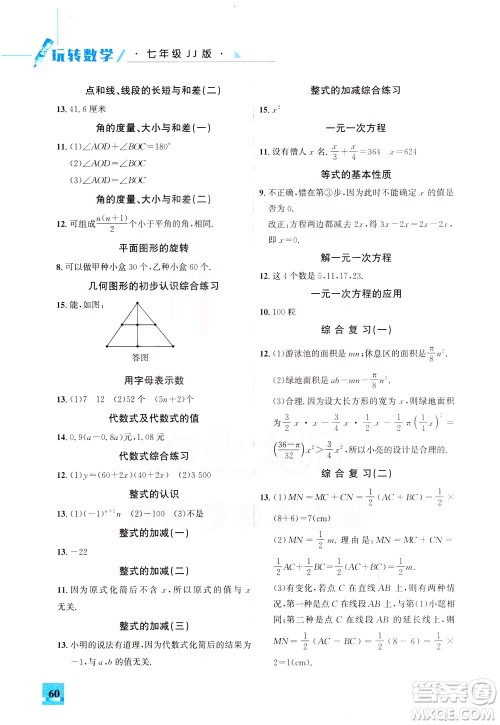 花山文艺出版社2021智趣冬令营玩转数学七年级JJ冀教版答案