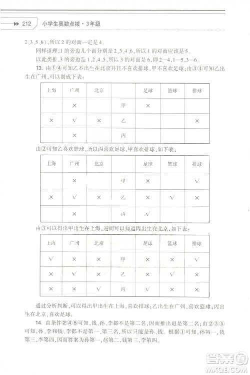 知识出版社2021小学生奥数点拨三年级答案