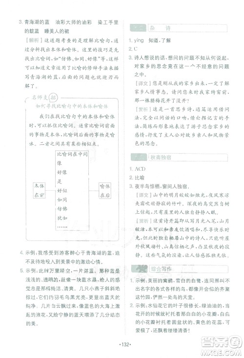 四川民族出版社2021小学语文阅读与写作120篇四合一三年级答案