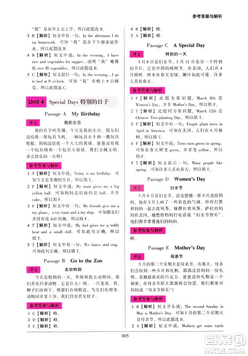 2021版木头马小学英语阅读强化训练100篇三年级答案 2021版木头马小学英语阅读强化训练100篇三年级答案
