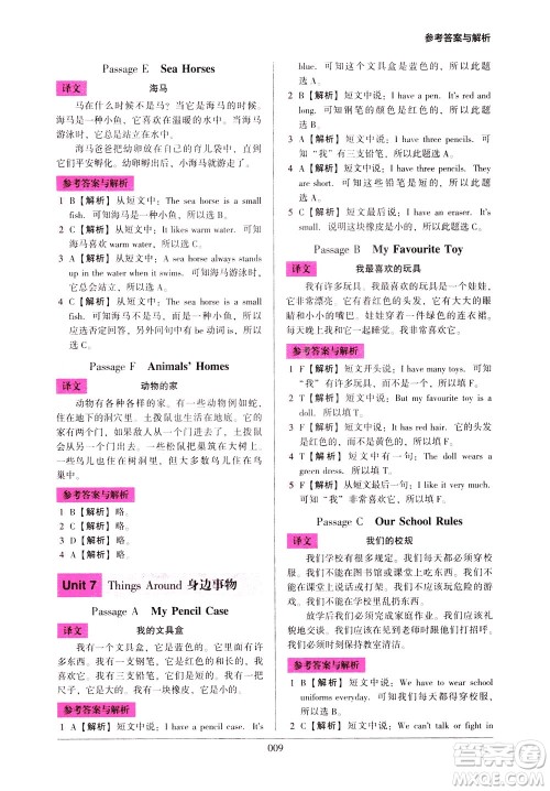 2021版木头马小学英语阅读强化训练100篇三年级答案 2021版木头马小学英语阅读强化训练100篇三年级答案