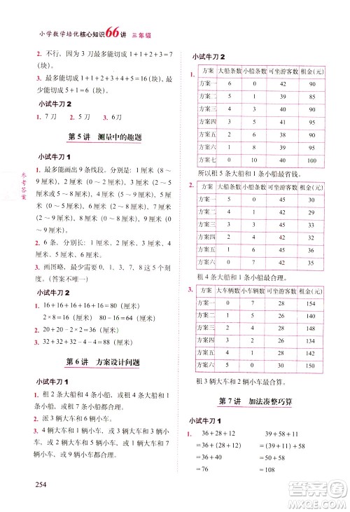 长春出版社2021版小学数学培优核心知识66讲三年级答案