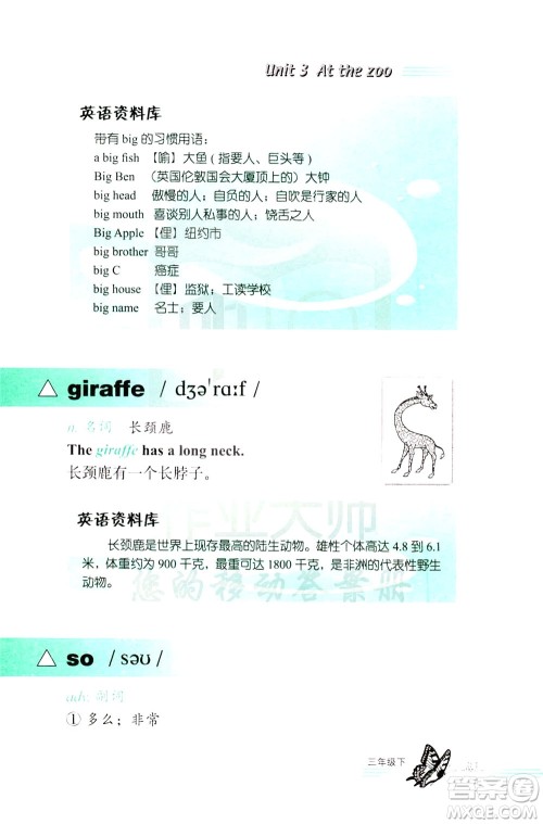 浙江教育出版社2021小学英语词语手册三年级下册人教版答案 浙江教育出版社2021小学英语词语手册三年级下册人教版答案