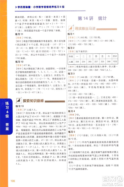 现在教育出版社2021学而思秘籍小学数学思维培养6级练习三年级答案