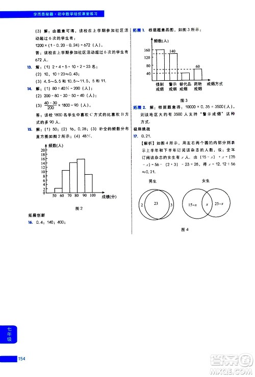 现代教育出版社2021学而思秘籍初中数学培优课堂练习七年级答案