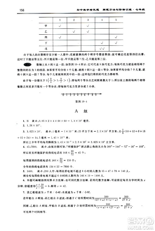 浙江大学出版社2021年初中数学培优题解题方法与阶梯训练七年级答案 浙江大学出版社2021年初中数学培优题解题方法与阶梯训练七年级答案