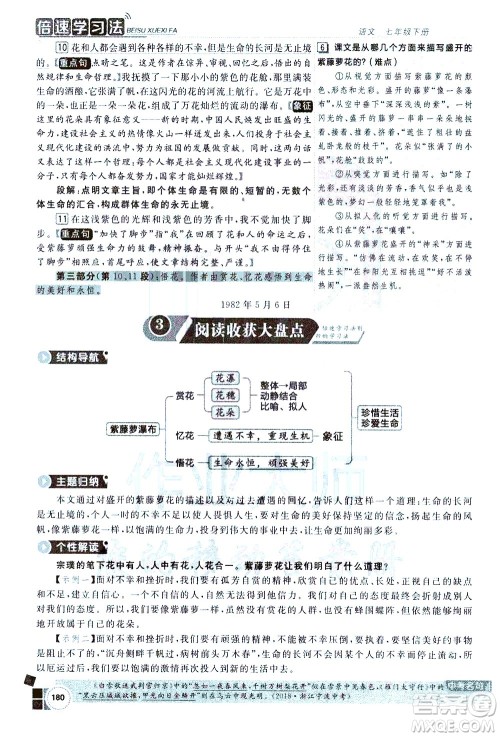 北京教育出版社2021年倍速学习法七年级语文下册人教版答案