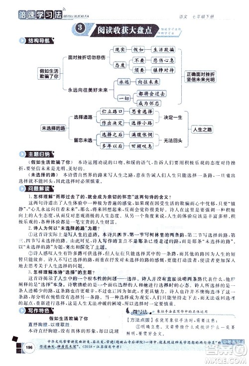 北京教育出版社2021年倍速学习法七年级语文下册人教版答案
