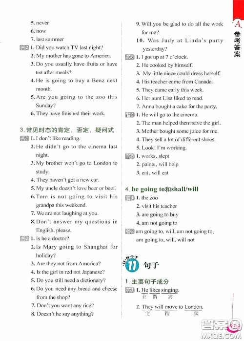 外文出版社2021无敌小学英语语法练习题集答案