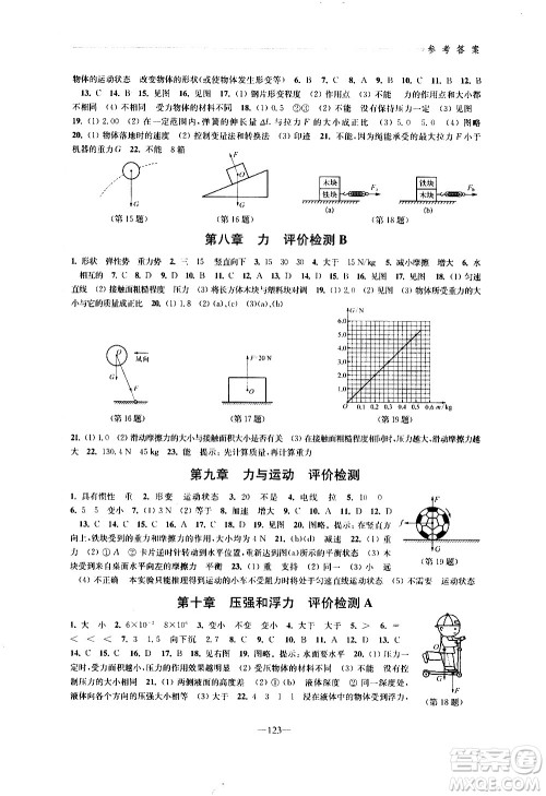 江苏凤凰教育出版社2021学习与评价八年级下册物理苏科版答案